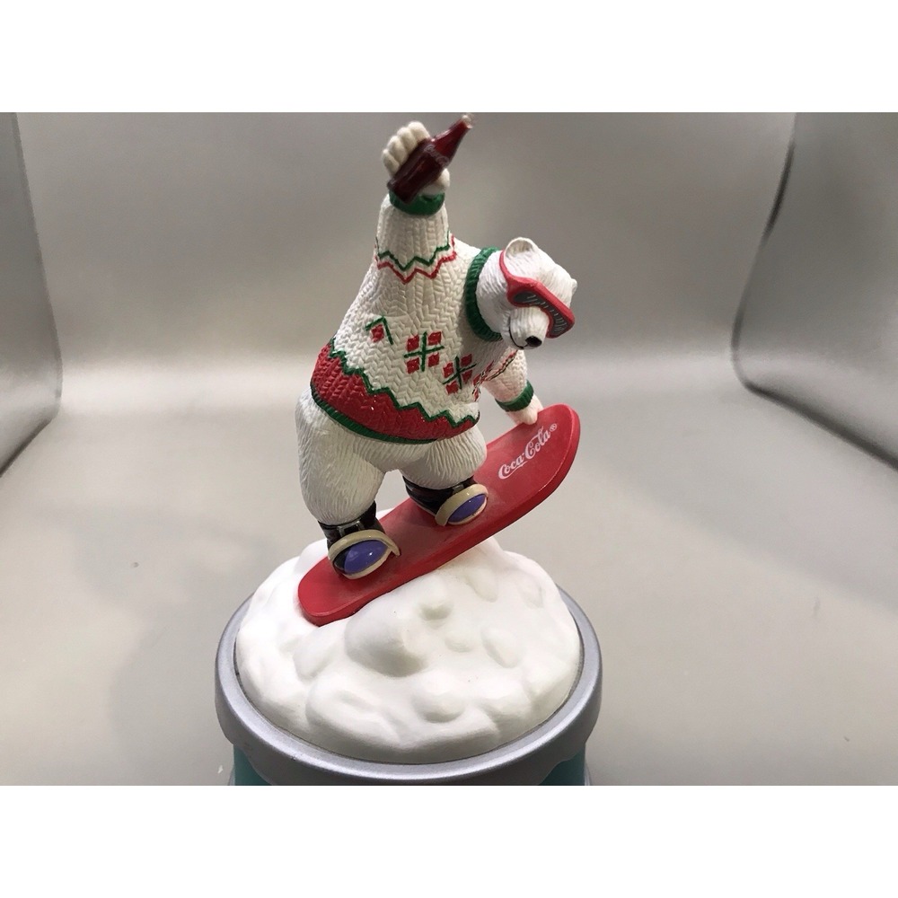 Coca Cola Musical Collection Ice Skating Polar‎ Bear Music Box Working Box 1994